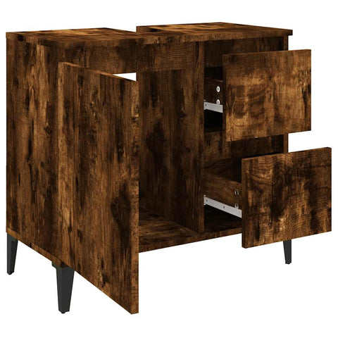 vidaXL Bathroom Cabinet Smoked Oak 65x33x60 cm Engineered Wood