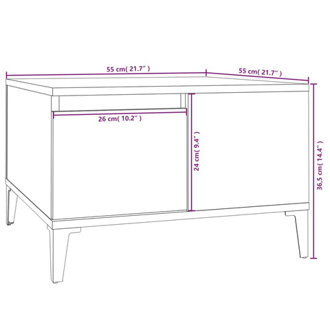 vidaXL Coffee Table Brown Oak 55x55x36.5 cm Engineered Wood