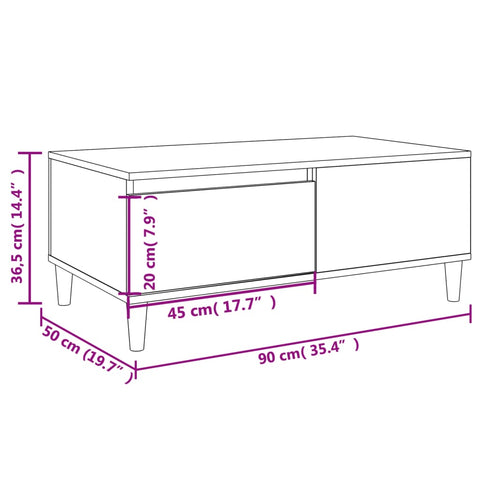 vidaXL Coffee Table White 90x50x36.5 cm Engineered Wood