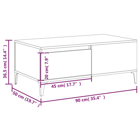 vidaXL Coffee Table Smoked Oak 90x50x36.5 cm Engineered Wood