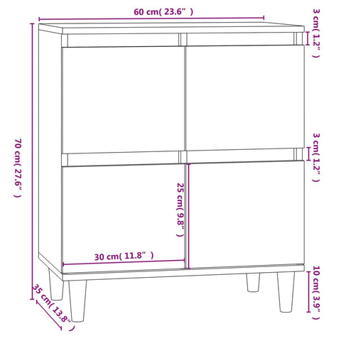 vidaXL Sideboard White 60x35x70 cm Engineered Wood