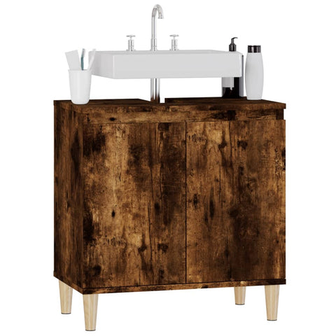 vidaXL Sink Cabinet Smoked Oak 58x33x60 cm Engineered Wood
