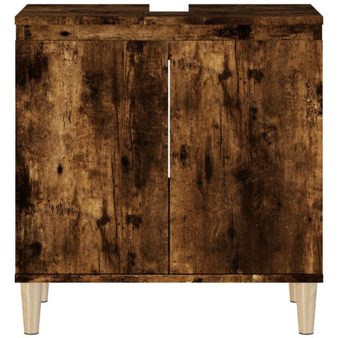 vidaXL Sink Cabinet Smoked Oak 58x33x60 cm Engineered Wood