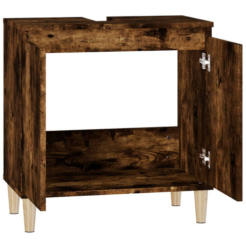 vidaXL Sink Cabinet Smoked Oak 58x33x60 cm Engineered Wood