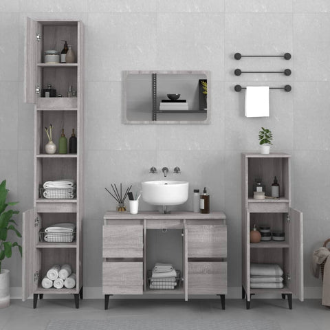 vidaXL Sink Cabinet Grey Sonoma 80x33x60 cm Engineered Wood