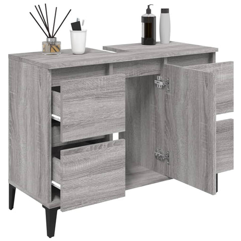 vidaXL Sink Cabinet Grey Sonoma 80x33x60 cm Engineered Wood