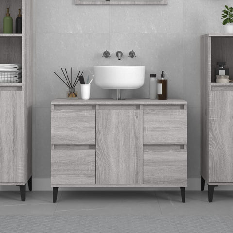 vidaXL Sink Cabinet Grey Sonoma 80x33x60 cm Engineered Wood