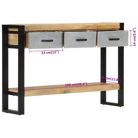 vidaXL Console Table 110x30x76 cm Solid Rough Wood Mango