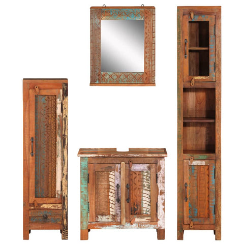 vidaXL 4 Piece Bathroom Furniture Set Solid Wood Reclaimed