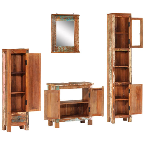 vidaXL 4 Piece Bathroom Furniture Set Solid Wood Reclaimed