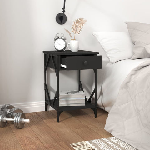 vidaXL Bedside Cabinet Black 40x42x60 cm Engineered Wood