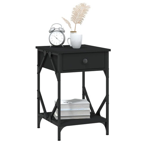vidaXL Bedside Cabinet Black 40x42x60 cm Engineered Wood