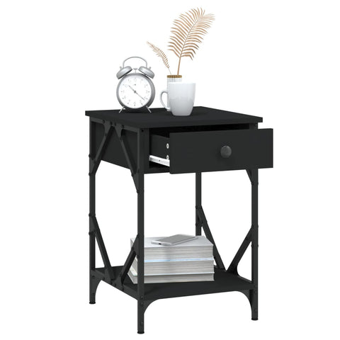 vidaXL Bedside Cabinet Black 40x42x60 cm Engineered Wood