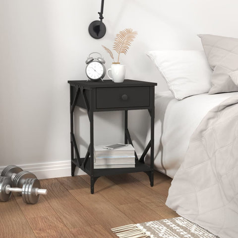 vidaXL Bedside Cabinet Black 40x42x60 cm Engineered Wood