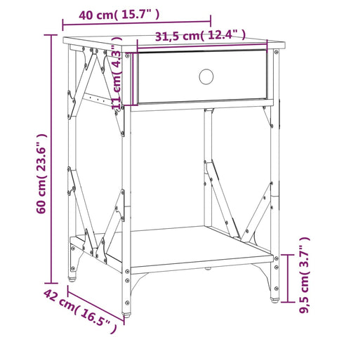 vidaXL Bedside Cabinets 2 pcs Grey Sonoma 40x42x60 cm Engineered Wood