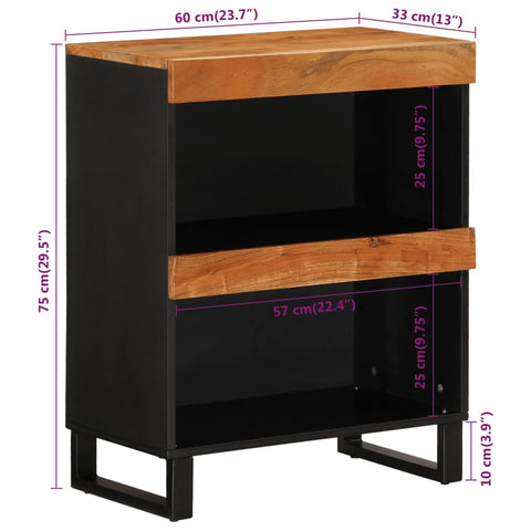 vidaXL Side Cabinet 60x33x75 cm Solid Wood Acacia