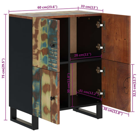vidaXL Sideboard with 4 Doors 60x33x75 cm Solid Wood Reclaimed