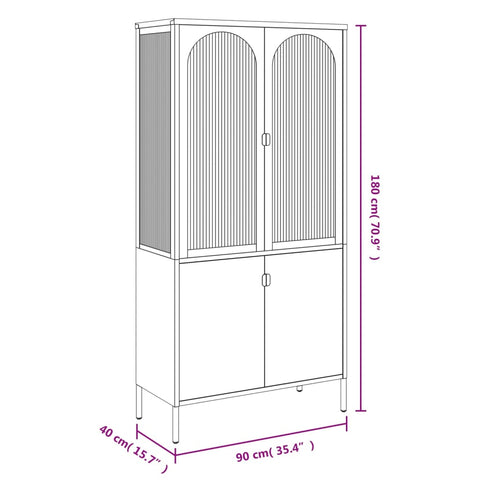 vidaXL Highboard Black 90x40x180 cm Glass and Steel