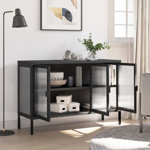 vidaXL Sideboard Black 105x35x70 cm Glass and Steel