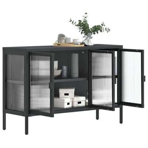 vidaXL Sideboard Black 105x35x70 cm Glass and Steel