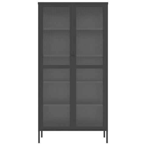 vidaXL Highboard Black 85x40x180 cm Glass and Steel
