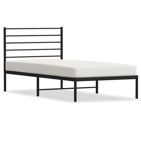 vidaXL Metal Bed Frame without Mattress with Headboard Black 75x190cm