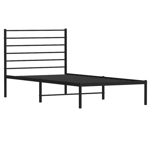 vidaXL Metal Bed Frame without Mattress with Headboard Black 75x190cm