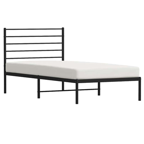 vidaXL Metal Bed Frame without Mattress with Headboard Black 75x190cm