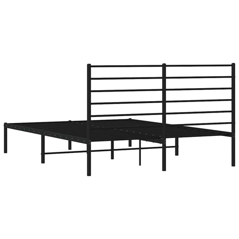 vidaXL Metal Bed Frame without Mattress with Headboard Black 120x190cm