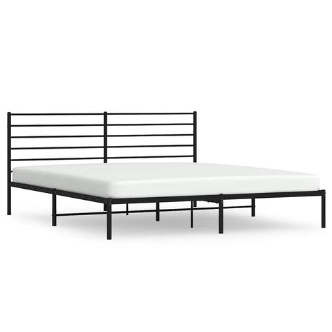 vidaXL Metal Bed Frame without Mattress with Headboard Black 180x200cm