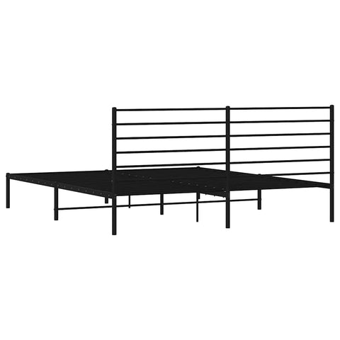 vidaXL Metal Bed Frame without Mattress with Headboard Black 180x200cm