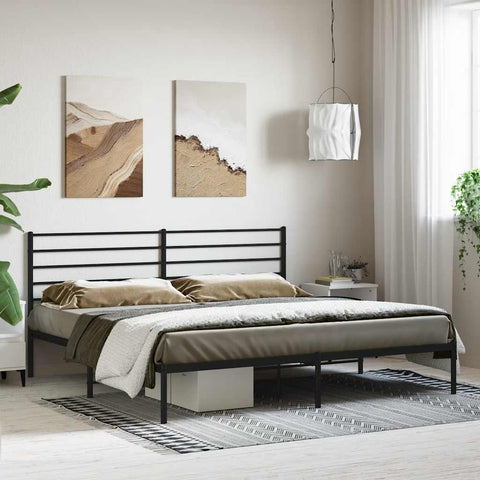 vidaXL Metal Bed Frame without Mattress with Headboard Black 180x200cm
