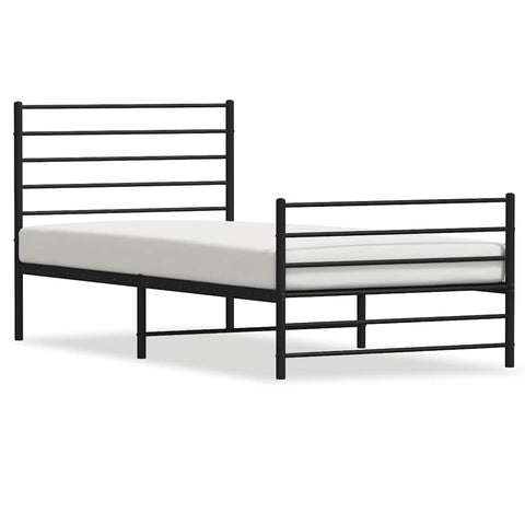 vidaXL Metal Bed Frame without Mattress with Footboard Black 100x190cm