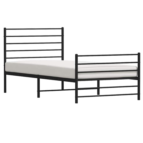 vidaXL Metal Bed Frame without Mattress with Footboard Black 100x190cm