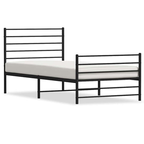 vidaXL Metal Bed Frame without Mattress with Footboard Black 100x200cm