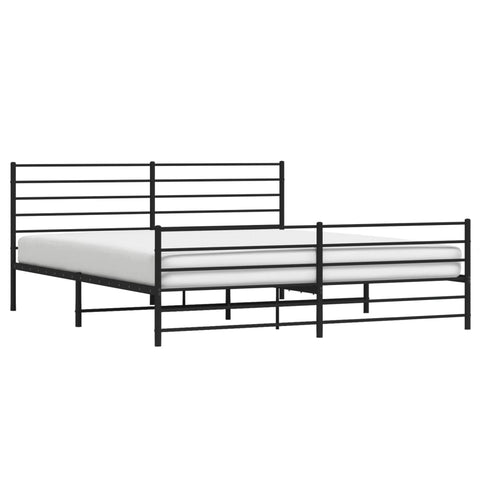 vidaXL Metal Bed Frame without Mattress with Footboard Black 200x200cm