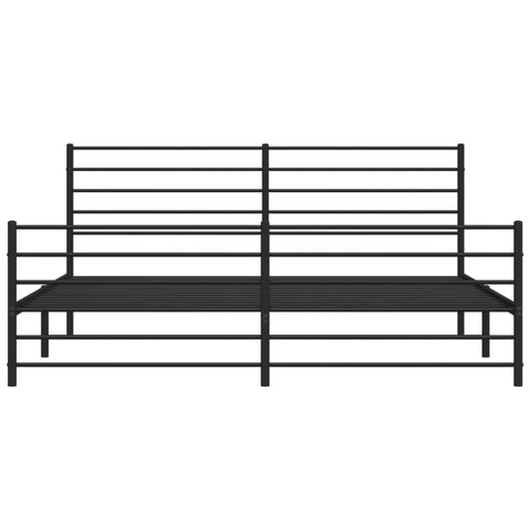 vidaXL Metal Bed Frame without Mattress with Footboard Black 200x200cm