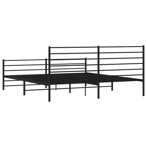 vidaXL Metal Bed Frame without Mattress with Footboard Black 200x200cm