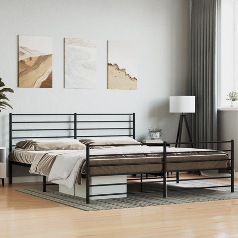 vidaXL Metal Bed Frame without Mattress with Footboard Black 200x200cm
