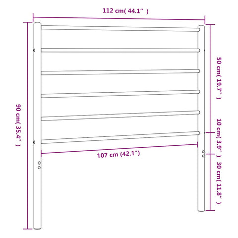 vidaXL Metal Headboard Black 107 cm