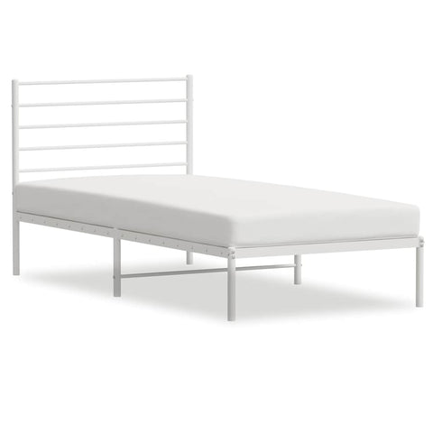 vidaXL Metal Bed Frame without Mattress with Headboard White 90x200cm