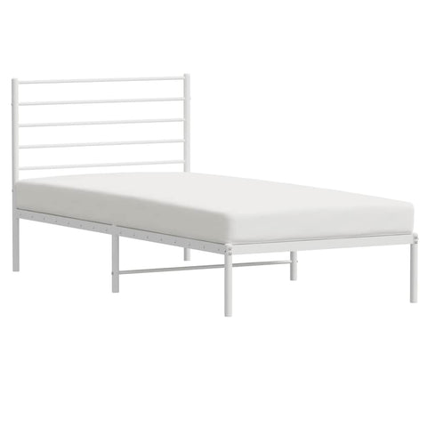 vidaXL Metal Bed Frame without Mattress with Headboard White 90x200cm