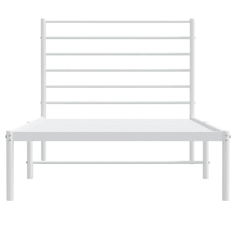 vidaXL Metal Bed Frame without Mattress with Headboard White 90x200cm
