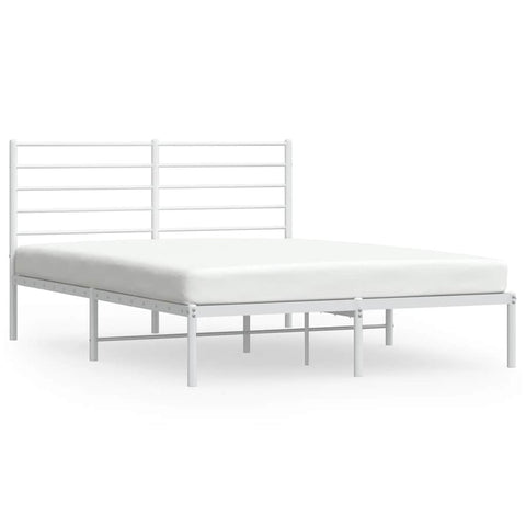 vidaXL Metal Bed Frame without Mattress with Headboard White 140x200cm
