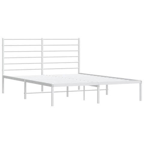 vidaXL Metal Bed Frame without Mattress with Headboard White 140x200cm