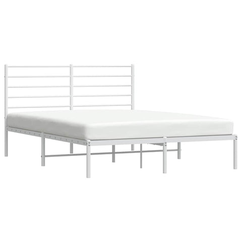 vidaXL Metal Bed Frame without Mattress with Headboard White 140x200cm
