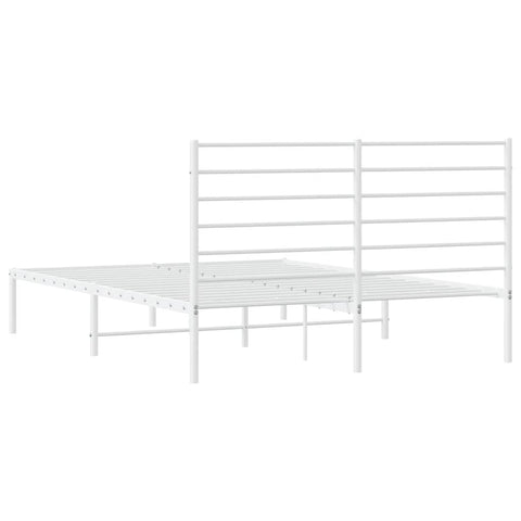 vidaXL Metal Bed Frame without Mattress with Headboard White 140x200cm