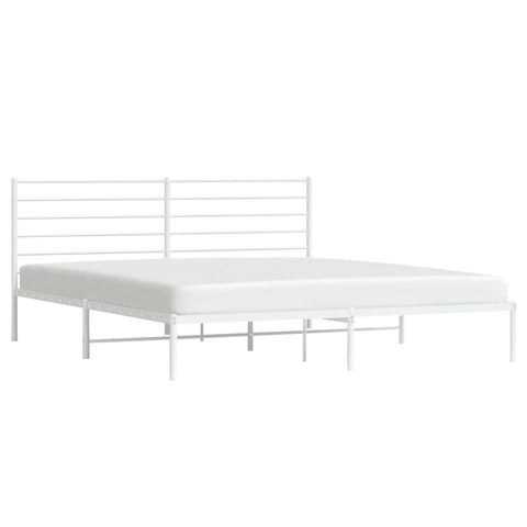 vidaXL Metal Bed Frame without Mattress with Headboard White 200x200cm