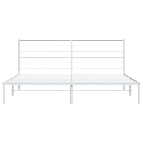 vidaXL Metal Bed Frame without Mattress with Headboard White 200x200cm