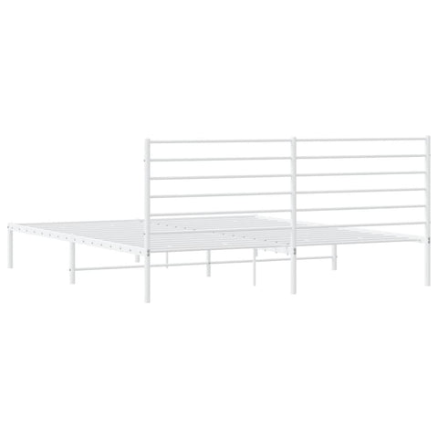 vidaXL Metal Bed Frame without Mattress with Headboard White 200x200cm